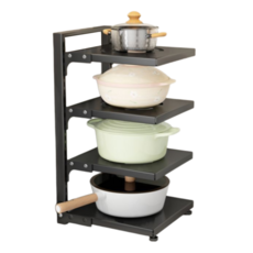 가려거든 높이조절 굵은두께 후라이팬 냄비 정리대, 1개, 블랙 단면, 4단