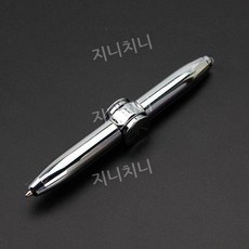 블랙테크 휴대용 피젯스피너 볼펜 회전식 중성펜 감압 발광 필기구, 펜 1개 + 리필 3개 + 배터리 3개  패션 실버