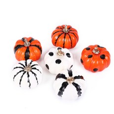 圖圓圓 萬聖節派對裝飾 南瓜裝飾 黑色白色橙色條紋裝飾品 迷你款小號圓點印花南瓜裝飾品