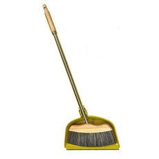 촘촘한 인조돈모 가정용 롱빗자루+쓰레받기 실내청소 청소용품 거실 베란다 매장, 실내용 세트비, 1개