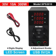 실험실 벤치 전원 공급 장치 파워 서플라이 다기능 조절 배터리 태양광 테스트 PC 수리 30V 10A, [05] SPS3010 30V10A B, [02] 220V