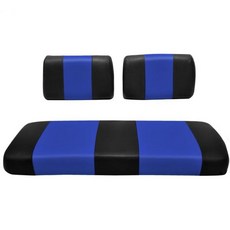 야마하 G-2/G-9 골프카트용 시트 커버 교체 - 전면 벤치 프리미엄 마린 비닐 5개 패널 스티칭 스테이플로 고정하는 설치 방식 투톤 골프카트 화이트, 검정 & 파랑