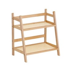 Codola 雙層收納架 竹木仿藤編 桌上收納架 杯架 置物架 整理架, 1個, 雙層整理架