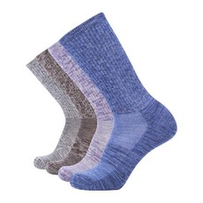 EnerWear 여성용 메리노 울 아웃도어 하이킹 트레일 크루 양말 4팩 퍼플/블루/그레이/커피