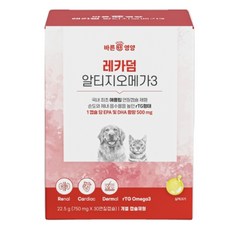 레카덤 알티지 오메가3 강아지 고양이 심장 신장 피부 눈 관절 영양제 애견 캡슐, 30정, 1개