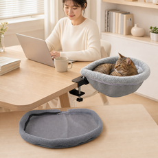 YAPOGI 따뜻한 무타공 고양이 해먹 책상옆 반려묘 침대, 1개, 그레이