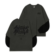 브랜드정품 어나더 아카이브 ANOTHER ARCHIVE 레이어드 그래피티 로고 롱슬리브_차콜블랙 342040