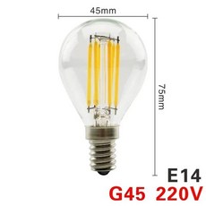 LED 레트로 에디슨 전구 E14 E27 AC 220V 2W 4W 6W 8W 빈티지 유리 램프 C35 G45 A60 ST64 G80 G95 G125 LED 필라멘트 조명 홈 데코, G45 E14, [00] Cold white