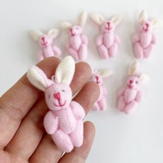 토끼 인형 부자재 5.5cm 키링 악세사리 재료, 핑크, 10개