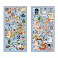 만화 동물 스크랩북 스티커 투명 장식 스티커 (DIY 공예 저널링 스크랩북 다이어리 플래너에 적합), 5