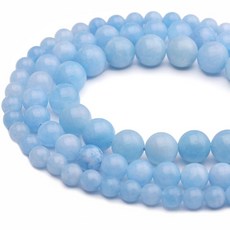 DQJRJT 천연 원석 라운드 스무스 비즈 힐링 브랜드 스톤 디자인 팔찌 목걸이 DIY 하이퀄리티 주얼리 제작용 6mm 8mm 10mm 15인치 가닥 아쿠아마린