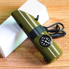 七合一多功能口哨 戶外求生用品 指南針 放大鏡 手電筒 溫度計 救生哨, 多功能【7合1】口哨, 1個