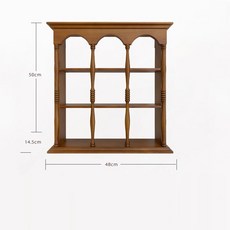 實木復古美法式杯架 中古咖啡茶杯展示架 壁掛香水手辦收納置物架, 1個, 洛基 48cm小號杯架【柚木色】