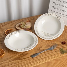 시라쿠스 일본 제작 레터링 파스타 볼 샐러드 보울, 2개, 브라운