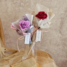 Monica flower 單支永生永恆玫瑰花束 多色選擇 居家擺飾 浪漫送禮首選, 無須加購,紫色