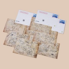 盜墓筆記地圖明信片 - 周邊賀卡帶郵資 - 朋友閨蜜收藏, 1個, 12張明信片