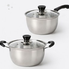 가정용 스테인리스 조리냄비 세트 투명 강화유리 뚜껑 양손잡이 편손잡이 구성 일상, 1개, 패스트쿡 스텐냄비 (16양+18양), 상세페이지 참조