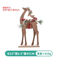 聖誕節裝飾木屋信箱郵筒木製臥鹿擺件，酒吧咖啡廳店鋪門口擺飾，營造溫馨聖誕氛圍, 抬頭鹿, 1個