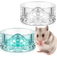 2개 햄스터 물그릇 유리 먹이그릇 35ml 산악식 식수통 기니피그 저빌 쥐를 위한 안티 터닝 쥐 친칠라 작은 애완동물맑고 녹색, Clear and Green, Clear and Green