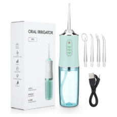 휴대용 워터 제트 구강 세정기 USB 충전식 4가지 제트 팁 220ml 3가지 모드 IPX7 1400rpm, Pink