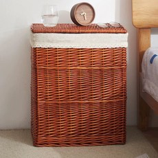 빨래 바구니 뚜껑 빨래통 사각 바스켓 세탁바구니, A. 갈색 바구니  눈송이 안감, C. 크기가 큰, 1개