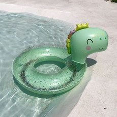 夏日必備 加厚網紅亮片恐龍兒童遊泳圈防側翻寶寶腋下圈嬰幼兒坐圈充氣浮圈, 加厚亮片恐龍70#30到70斤, 1個