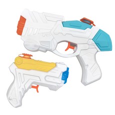 水槍玩具套裝，包含兩把不同尺寸水槍，輕巧易握，色彩鮮豔，夏日戶外親子互動首選, 多種顏色, 1個