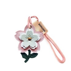 BORKUANA 에어태그와 호환되는 가죽 키체인 홀더 케이스 키링과 랜야드가 있는 귀여운 보호 커버 지갑 열쇠 가방 반려동물용 긁힘 방지 파인더 GPS 트래커 케이스(블, 사쿠라 B