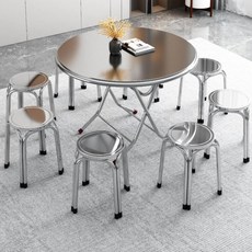 스테인레스 포차 테이블 옥상 원탁 간이 야외용 발코니, 이중층 사각 80cm 75cm