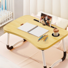접이식 베드테이블 노트북 침대용 좌식 책상, 우드베이지
