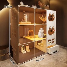 單層貓別墅貓櫃 71X46X36cm 貓籠子 家用室內貓窩, 全景貓籠子別墅貓櫃 標配 安裝錘 螺絲刀 貓砂盆, 1個