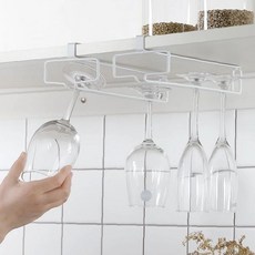 주방 언더 선반형 와인 글라스 걸이 수납 홀더 싱크대 하부 공간활용 유리컵 보관, 1개, 블랙