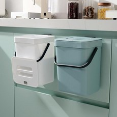 분리수거 벽걸이 휴지통 손잡이 부착 주방 화장실 쓰레기 분류 정리 벽면 고정 수거함, 5L_블랙