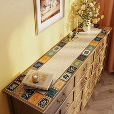 체크 서랍장러너 테이블 깔개 매트 러너 테이블 콘솔 가죽 패드 실리콘 덮개, B. 만리장성 넘기 양털 질감의 얼룩 방지 패드, A. 30x80cm 가죽 소재