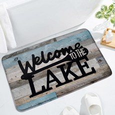 UPUMKSK Rustic Lake Rules 욕실 매트 레트로 호숫가 캐빈 릴렉스 인용구 빈티지 나무 보드 판자 컨트리 롯지 캠핑 시크 데코 욕실 러그 바닥 매트