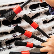 라온파인 차량용 다용도 미세 청소솔 디테일링 세차 브러쉬 송풍구 틈새브러쉬, 레드, 1세트, 5피스