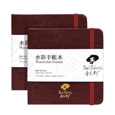 Paul Rubens 사각 수채화 저널 2팩 40장 100% 면 무산성 콜드 프레스 수채화 스케치북 12.9 x 11.4cm(4.72 x 4.72인치) 63.5kg(140파