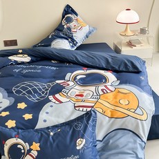 卡通全棉床包四件組 純棉兒童款 男孩學生宿舍單人床包被套三件組, 大眼睛,1.2m床三件套-床單款（被套150*2