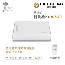 LIFEGEAR 樂奇電器 壁掛式新風機 2.0 W5-G1, 超省時簡易安裝