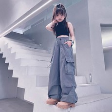 메이징키즈 주니어 여아 여름 얇은 댄스 와이드 카고 바지