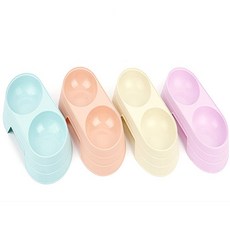 애완용 식기 2구 강아지사료그릇 반려동물밥그릇, 블루