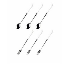 블룸엣홈 화이트젠 클래식 중티스푼 3p + 중티포크 3p 세트, 1세트, 스푼 + 포크