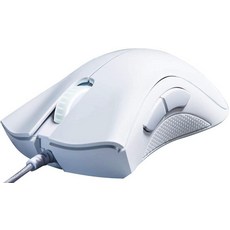Razer 레이저 DeathAdder 에센셜 게이밍 마우스: 6400 DPI 광학 센서 5개의 프로그래밍 가능한 버튼 기계식 스위치 고무 사이드, 마우스, 머큐리 화이트