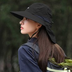 남녀 공용 커플 등산 룩 챙넓은 아웃도어 사파리 모자, 단일