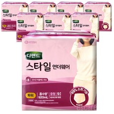 디펜드 스타일 언더웨어 여성 파워 팬티형 성인기저귀, 중형, 9매, 8개