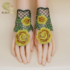 楊麗萍同款 民族風刺繡半指手套 女 夏飾品