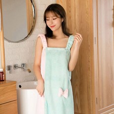 투톤 컬러 여자 리본 랩 스커트 샤워가운 목욕가운art2+1JZa