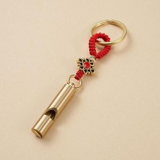 黃銅中國節口哨鑰匙扣掛件, 1個, 編繩中國節口哨 紅繩, 紅繩