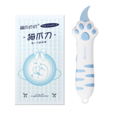 Meowkit 고양이발 택배칼 미니 안전커터, 1개, 하늘색
