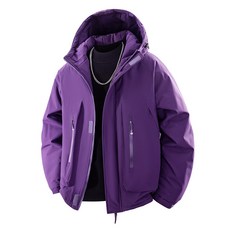 戶外運動工裝風白鴨絨羽絨服 - 防風保暖石墨烯發熱情侶款短款羽絨外套